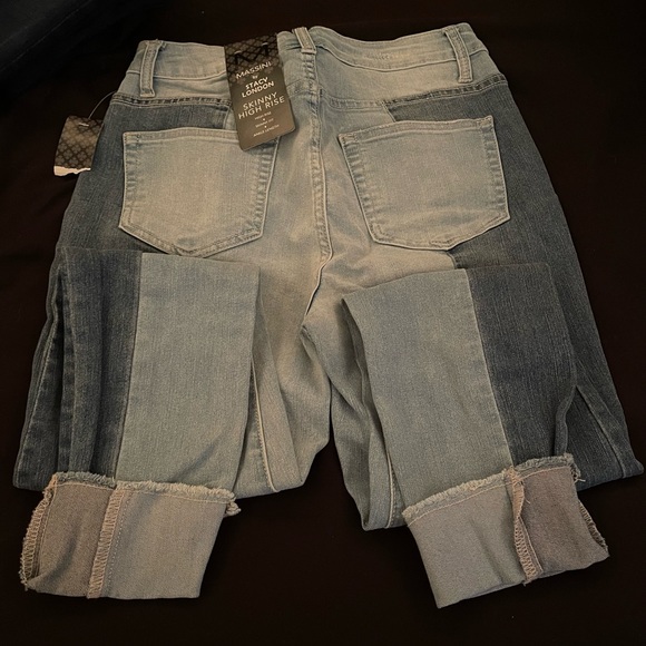 Skinny High Rise ankle length, two tone jeans! - Picture 3 of 4